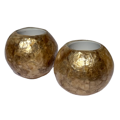 Parelmoer waxinehouders set van 2