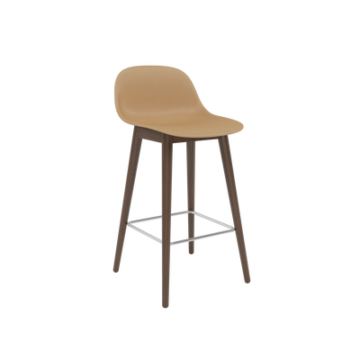 Muuto barkruk met rugleuning Fiber Counter Stool Wood Base