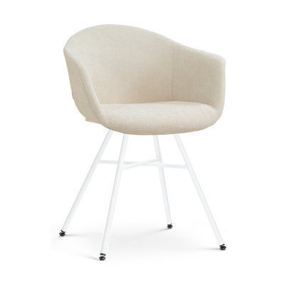 Eetkamerstoel Noa-Otis wit onderstel met armleuningen