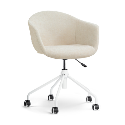 Nout-Otis bureaustoel wit onderstel - Gestoffeerde zitting met armleuningen