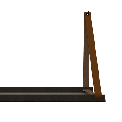 Stalen wandplank 70x20cm - incl. leren plankdragers