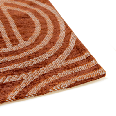 Vloerkleed Disco rood met geometrische lijnen en cirkels