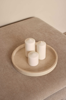 Dienblad rond met rand Beige 