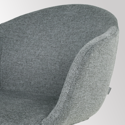 Draaibare eetkamerstoel Nola-Otis gestoffeerd - wit onderstel - met armleuningen