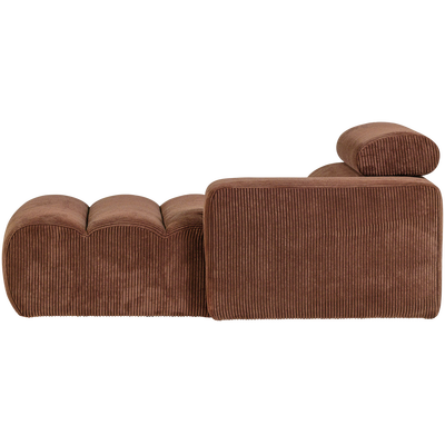 Novi chaise longue element arm rechts boucle karamelbruin