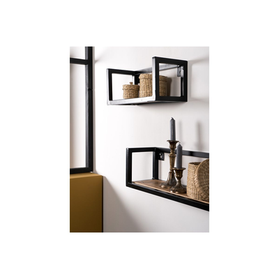 Wandplank Vintage Zwart Mangohout - Set 