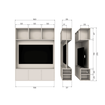Meggy tv opbergkast 160 cm grenen middenbruin [fsc]