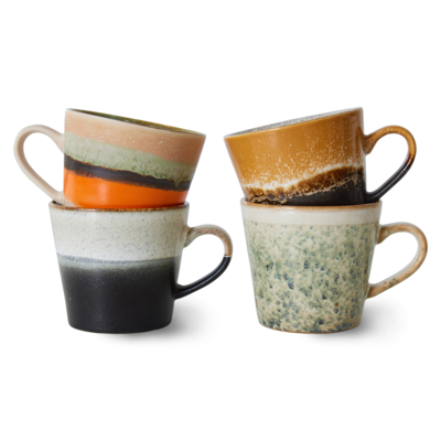 HKliving cappuccino mok 70's Ceramics - Verve - set van 4