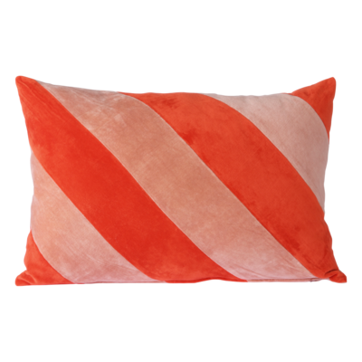 HKliving Striped Velvet Cushion red/pink