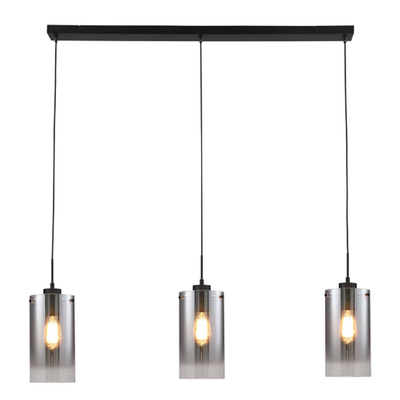 Hanglamp Guus rookglas 3-lichts - Zwart