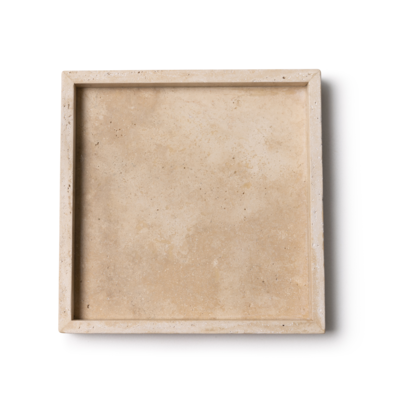 Travertine dienblad met rand 30x30cm - crème