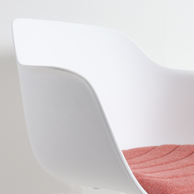 Nout-Liz bureaustoel wit onderstel - Witte kunststof zitting met armleuningen