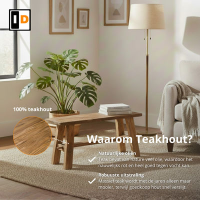 Teakhouten krukjes naturel