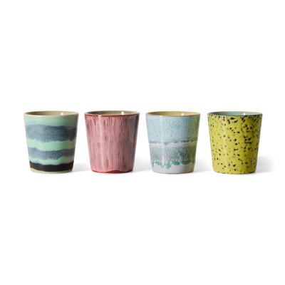 HKliving Servies 70's coffee mok artistic - set van 4