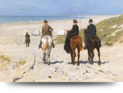 Canvas schilderij Morgenrit langs het strand