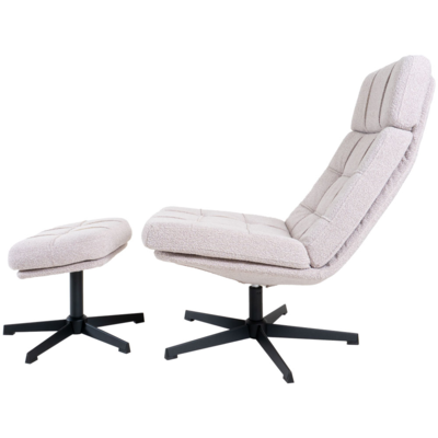 Fauteuil met hocker Aiden bouclé