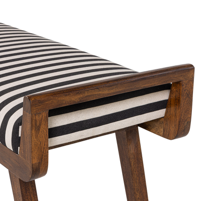 Valo bankje hout bruin met streepstof zwart/wit