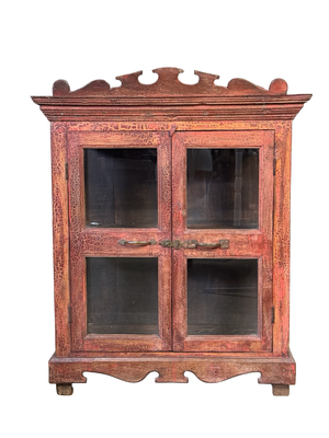 Rood glaskastje 2deur uniek