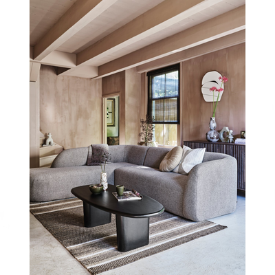 Sloping hoekbank links off white melange