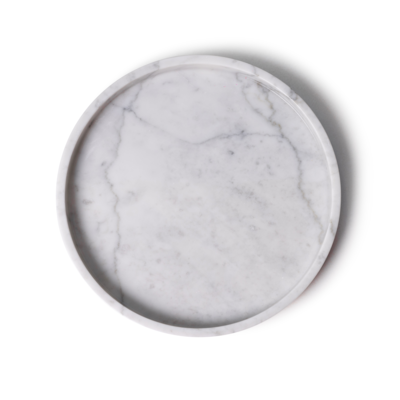Marmer dienblad rond met rand - wit