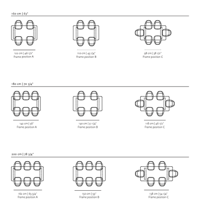 Studio HENK tafel Butterfly Rechthoekig - zwart frame, HPL Fenix nero ingo