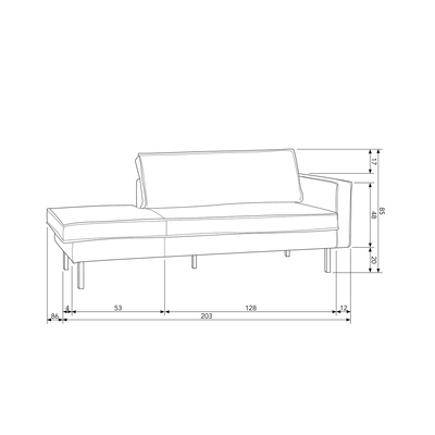 Rodeo daybed rechts ribstof bruin