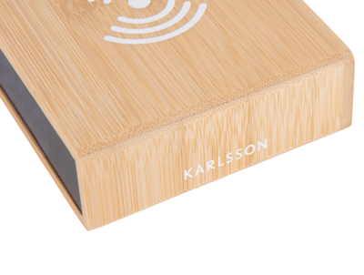 Wekker Fat met telefoonlader LED bruin bamboe
