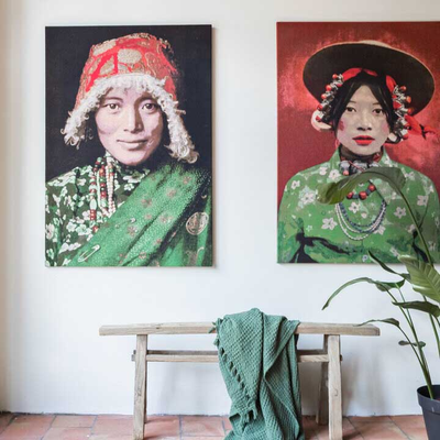 Wandpaneel geweven Tibetan Woman 