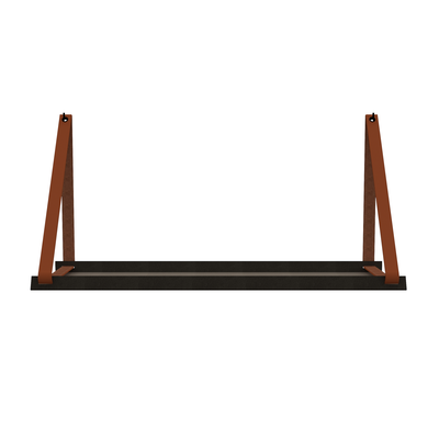 Stalen wandplank 98x20cm - incl. leren plankdragers