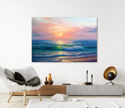 Schilderij Zonsondergang op het strand canvas