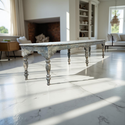 Salontafel blauw met 6 poten uniek