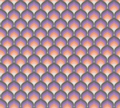 Retro behang met abstract schaalpatroon - oranje, zwart, paars