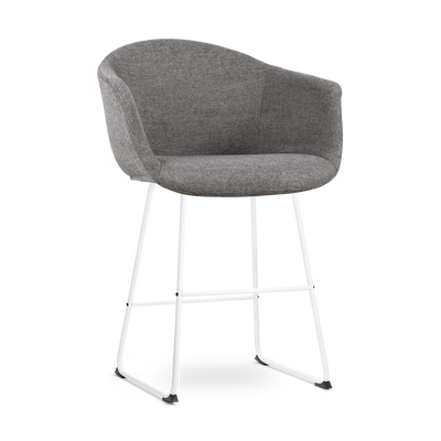 Barkruk Nino-Otis gestoffeerd wit onderstel met armleuningen (zithoogte 65 cm)