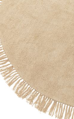 Rond vloerkleed boho franjes beige