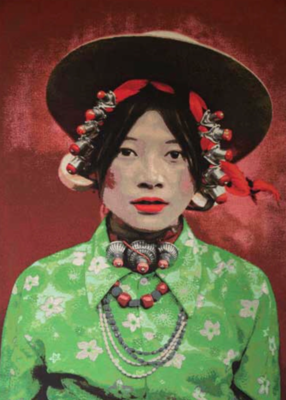Geweven wandpaneel Tibetan Girl