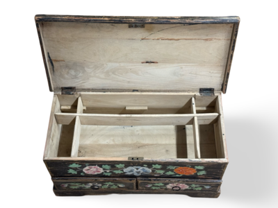 Kist 2 lades hand beschilderd bloem uniek