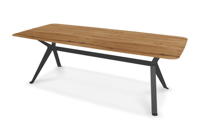 They &amp; Me eettafel Chat – bootsvorm – eiken rustiek lak – onderstel RAL9017 verkeerszwart