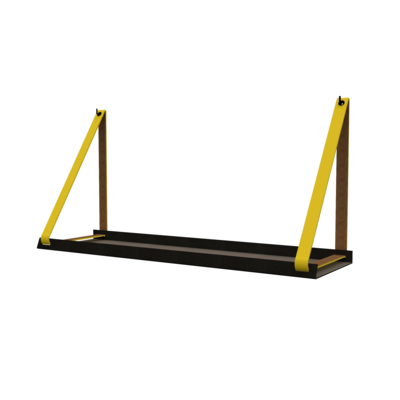 Stalen wandplank 70x20cm - incl. leren plankdragers
