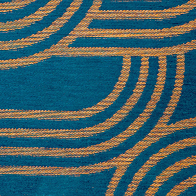 Vloerkleed Disco donkerblauw met geometrische lijnen en cirkels
