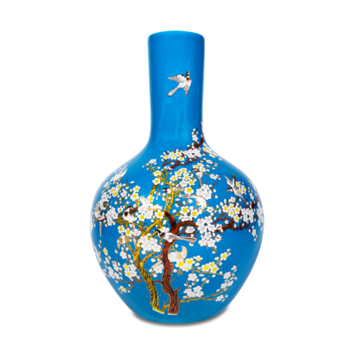 Bloemenvaas geel M Vaas blauw bloemen M