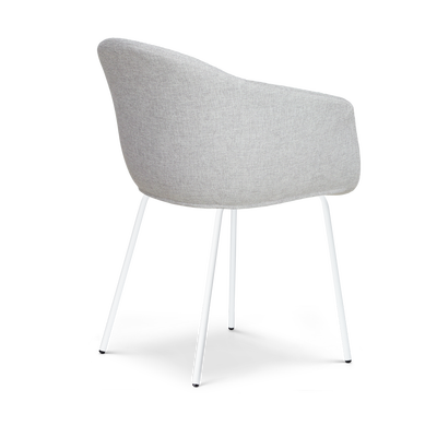 Eetkamerstoel Nora-Otis gestoffeerd - wit onderstel - met armleuningen