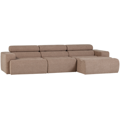 Novi chaise longue bank rechts donkerbruin melange