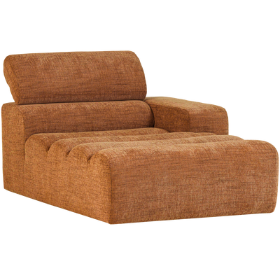 Novi chaise longue element arm rechts boucle karamelbruin