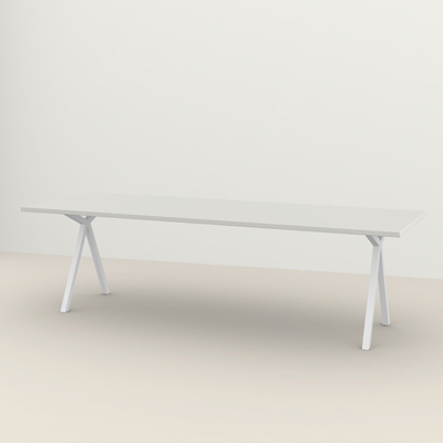 Studio HENK tafel Slim X-type Rechthoekig - wit frame, HPL Fenix bianco kos