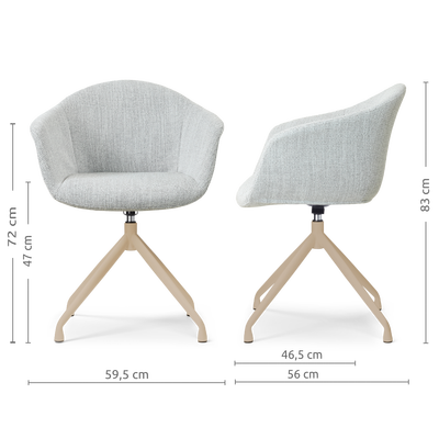 Draaibare eetkamerstoel Nola-Otis met armleuningen - beige onderstel