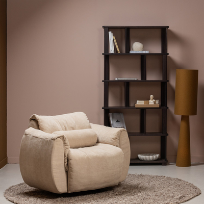 Baggy draaifauteuil geweven stof warmgrijs melange