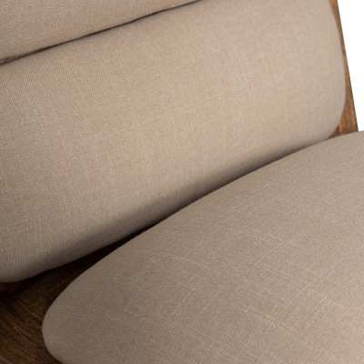 Opulent fauteuil boucle/hout naturel