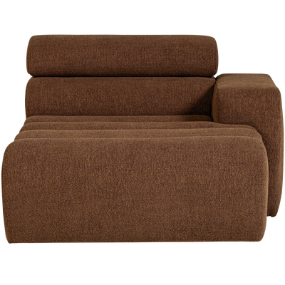 Novi chaise longue element arm rechts boucle karamelbruin