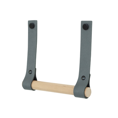 Leren toiletrolhouder (roldrager: rondhout)