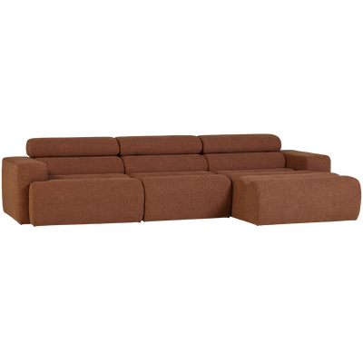 Novi chaise longue bank rechts donkerbruin melange